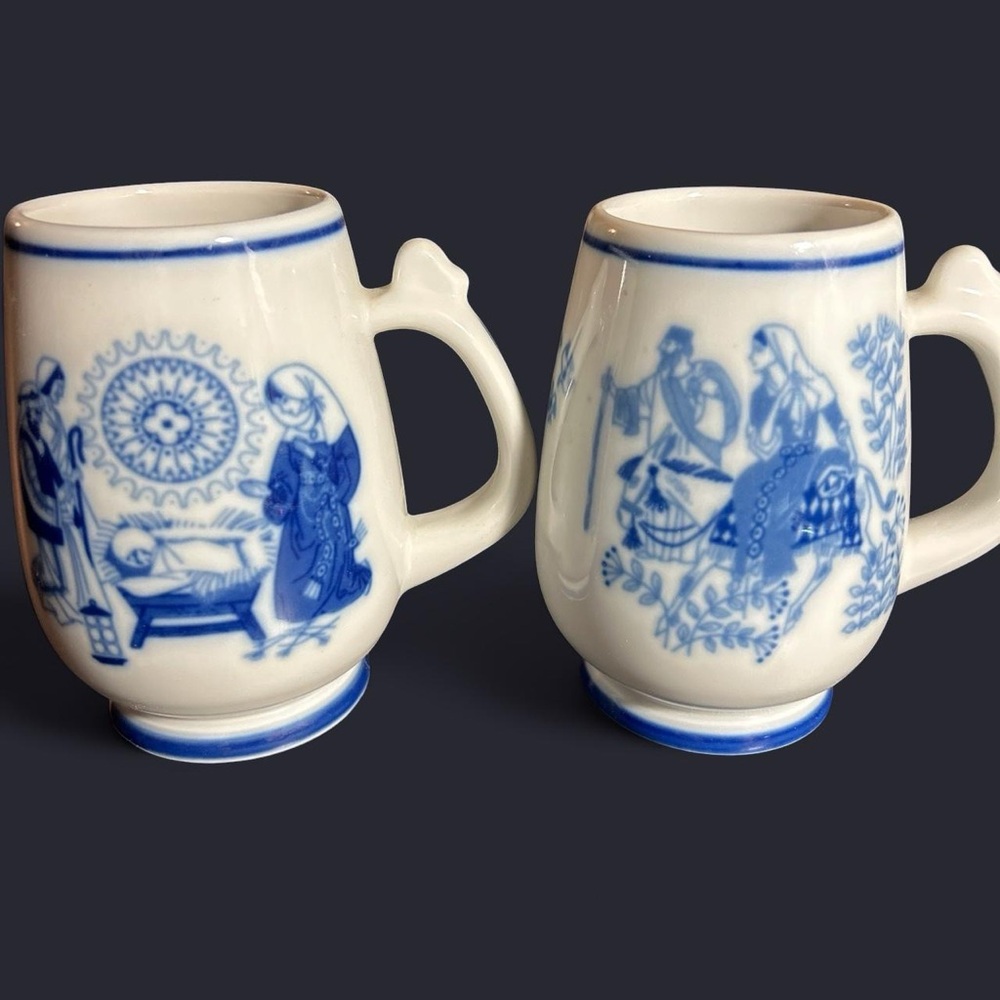 Porsgrund Norway White Porcelain Mugs (Set of 2)